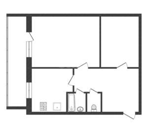 2-к квартира, вторичка, 42м2, 2/12 этаж