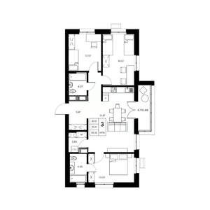 3-к квартира, вторичка, 95м2, 17/21 этаж