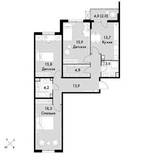 3-к квартира, вторичка, 92м2, 7/24 этаж