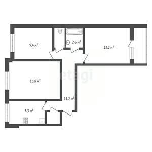 3-к квартира, вторичка, 65м2, 5/9 этаж