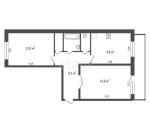 2-к квартира, вторичка, 50м2, 4/9 этаж