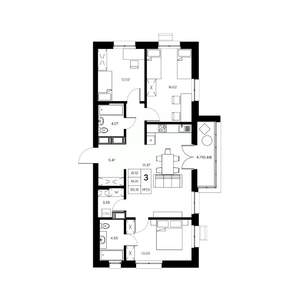 3-к квартира, вторичка, 95м2, 13/21 этаж