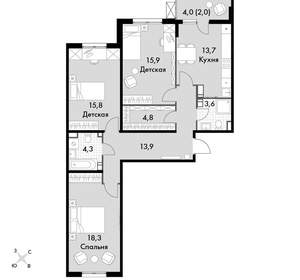 3-к квартира, вторичка, 92м2, 22/25 этаж