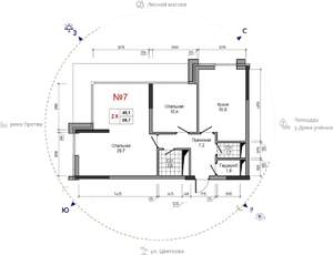 2-к квартира, вторичка, 70м2, 19/30 этаж