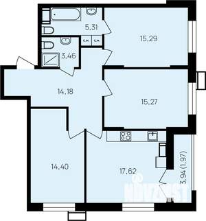 3-к квартира, вторичка, 90м2, 4/19 этаж