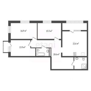 3-к квартира, вторичка, 95м2, 19/22 этаж