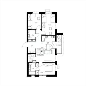 3-к квартира, вторичка, 95м2, 5/21 этаж