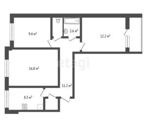 3-к квартира, вторичка, 65м2, 5/9 этаж