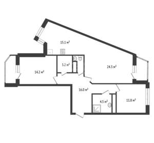 3-к квартира, вторичка, 91м2, 7/12 этаж