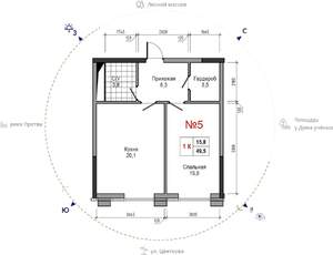 1-к квартира, вторичка, 50м2, 13/30 этаж