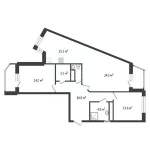 3-к квартира, вторичка, 91м2, 7/12 этаж