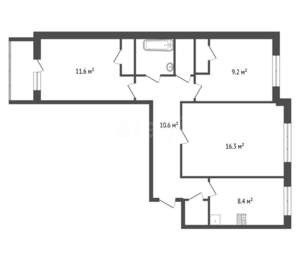 3-к квартира, вторичка, 63м2, 5/9 этаж