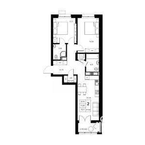 2-к квартира, вторичка, 76м2, 13/21 этаж