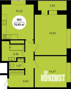 2-к квартира, вторичка, 71м2, 7/11 этаж