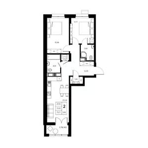2-к квартира, вторичка, 76м2, 18/21 этаж