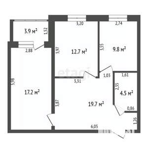 3-к квартира, вторичка, 64м2, 2/9 этаж