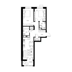 2-к квартира, вторичка, 76м2, 7/21 этаж
