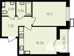 1-к квартира, вторичка, 46м2, 14/19 этаж