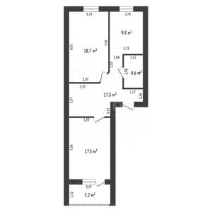 3-к квартира, вторичка, 68м2, 8/9 этаж