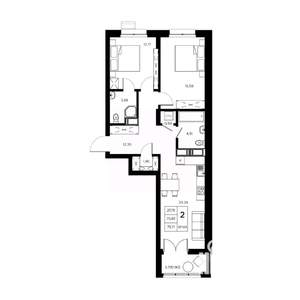 2-к квартира, вторичка, 76м2, 19/21 этаж
