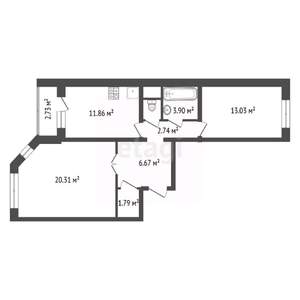 2-к квартира, вторичка, 60м2, 13/19 этаж