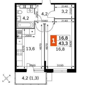 1-к квартира, вторичка, 43м2, 15/22 этаж