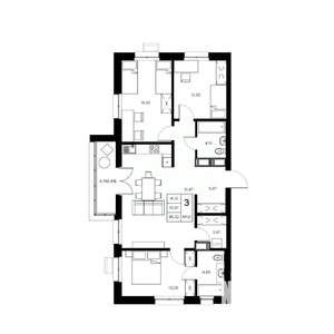 3-к квартира, вторичка, 95м2, 6/21 этаж