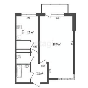 1-к квартира, вторичка, 34м2, 5/5 этаж