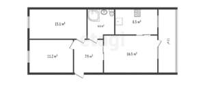3-к квартира, вторичка, 66м2, 5/5 этаж