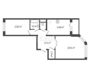 2-к квартира, вторичка, 60м2, 4/17 этаж