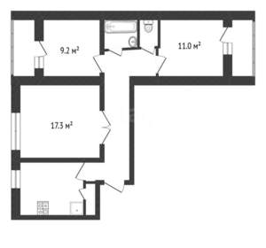 3-к квартира, вторичка, 60м2, 9/9 этаж