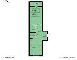 1-к квартира, вторичка, 52м2, 2/11 этаж