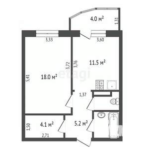 1-к квартира, вторичка, 43м2, 4/17 этаж