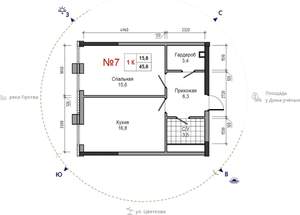 1-к квартира, вторичка, 46м2, 24/29 этаж