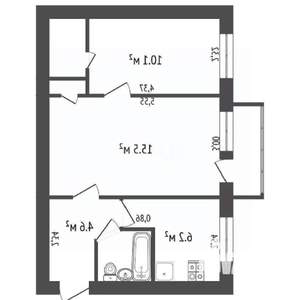 2-к квартира, вторичка, 44м2, 4/4 этаж