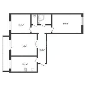 3-к квартира, вторичка, 66м2, 3/9 этаж