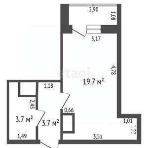 Студия квартира, вторичка, 27м2, 12/23 этаж