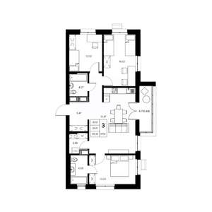 3-к квартира, вторичка, 95м2, 16/21 этаж