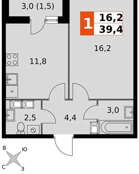 1-к квартира, вторичка, 39м2, 5/24 этаж