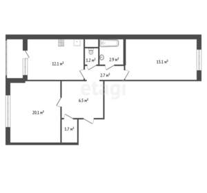 2-к квартира, вторичка, 60м2, 13/19 этаж