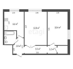 2-к квартира, вторичка, 41м2, 3/4 этаж