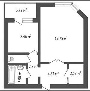 1-к квартира, вторичка, 42м2, 12/17 этаж