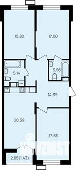3-к квартира, вторичка, 97м2, 2/19 этаж