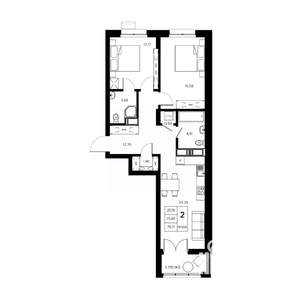 2-к квартира, вторичка, 76м2, 3/21 этаж