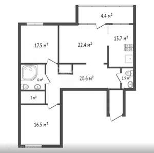 3-к квартира, вторичка, 108м2, 2/6 этаж