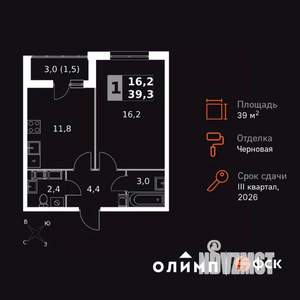 1-к квартира, вторичка, 39м2, 16/24 этаж