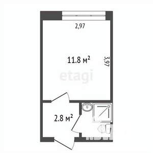 1-к квартира, вторичка, 17м2, 5/5 этаж
