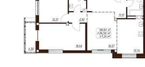 3-к квартира, вторичка, 89м2, 3/3 этаж