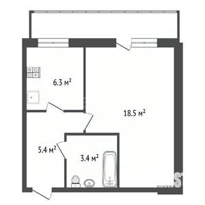 1-к квартира, вторичка, 35м2, 1/5 этаж
