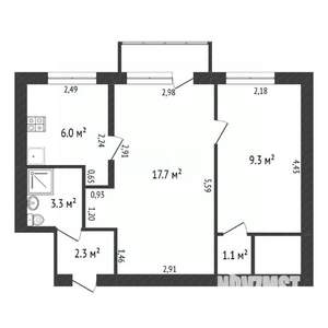 2-к квартира, вторичка, 42м2, 4/4 этаж